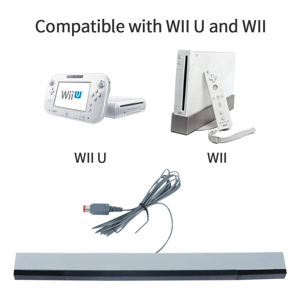 Sensor de movimiento infrarrojo, receptor de señal, controlador de soporte, receptor remoto con cable, barra de Sensor, juego, movimiento remoto para Wii / Wii U