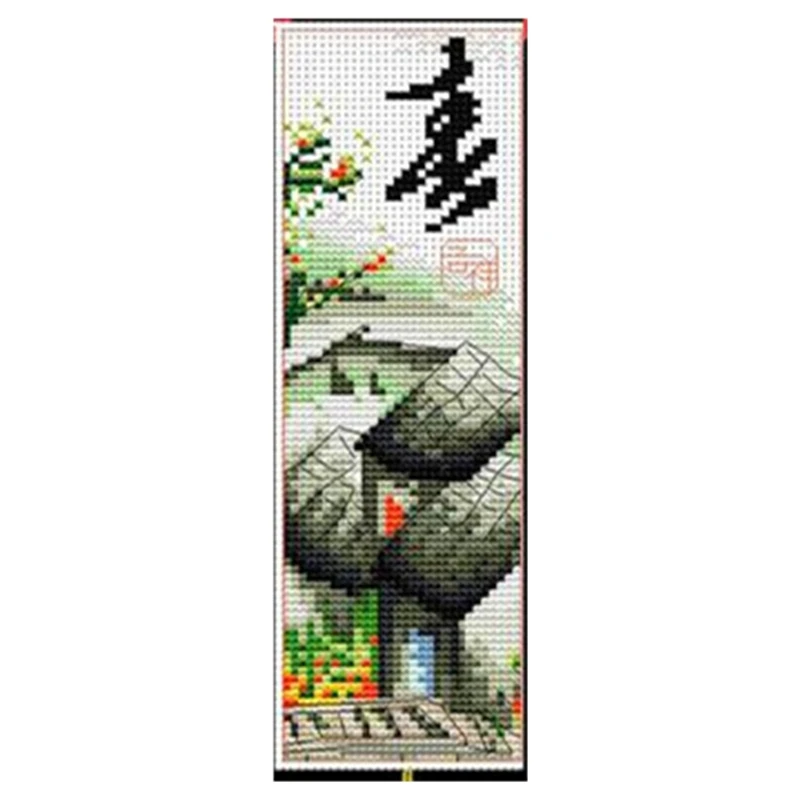 Cross Stitch Bookmark Spring Scenery Student Handmade Homework Materials Package Bestie Graduation Gift Birthday Gift