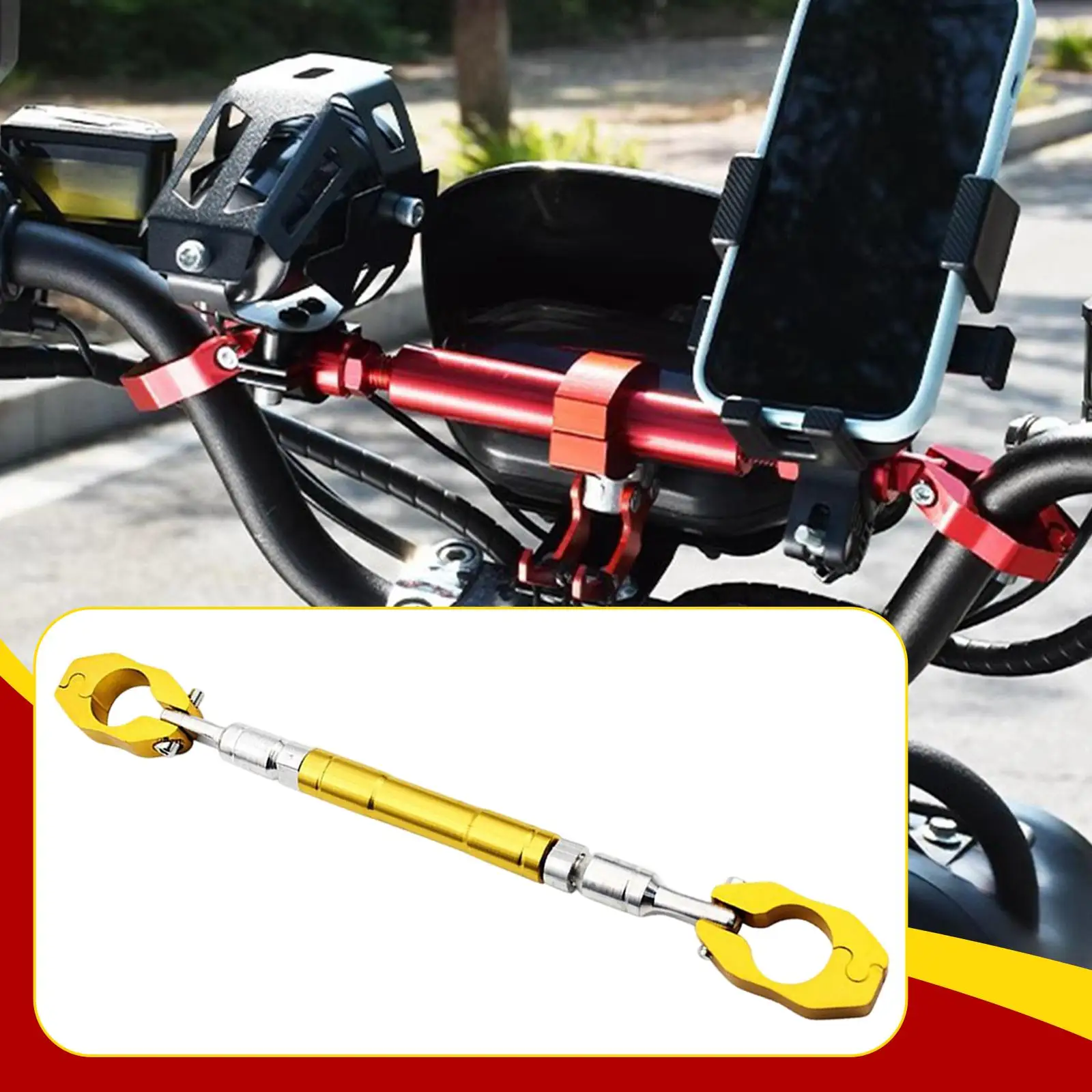 Motorcycle Balance Bar Aluminum Alloy Adjustable Length Crossbar 22mm Clamp Stable Brace for Universal Handlebars
