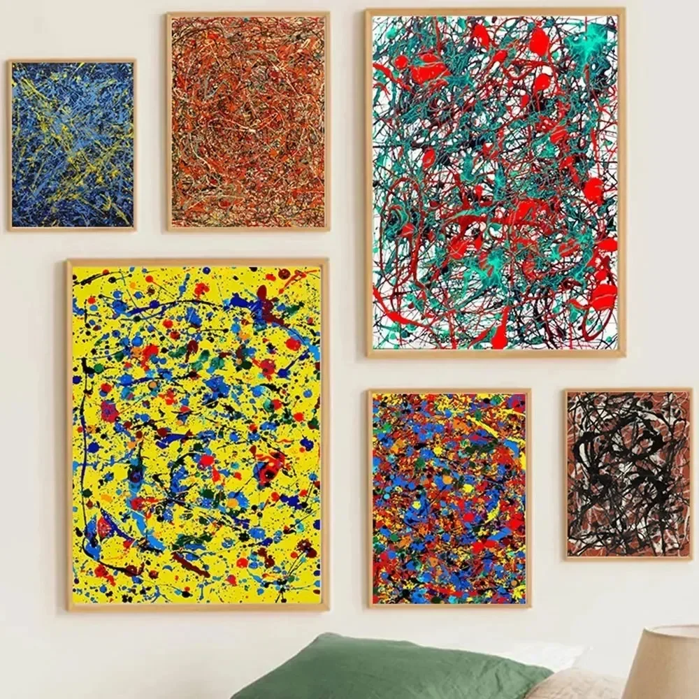 Abstract Jackson Pollock Famous Artwork Posters and Print Graffiti Canvas Painting Wall Art Pictures for Living Room Home Dec