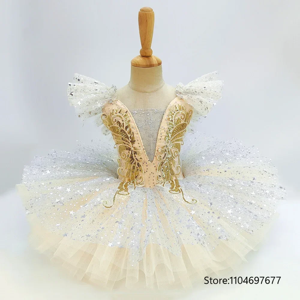 

Балетное платье с пайетками для детей, серебристое, для выступлений, современные танцевальные юбки для девочек, детское балетное туту, праздничное платье принцессы, костюмы