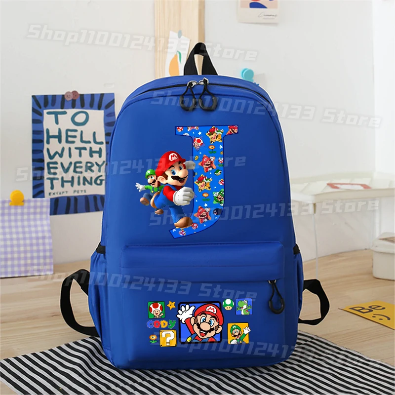 لطيف ماريو رجل حقيبة الظهر لعبة رسائل A-Z أنيمي بنين طالب القرطاسية تخزين حقيبة الظهر حقيبة مدرسية للأطفال الظهر مدرسة حفلة هدية #4