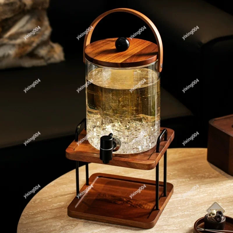 Glass Beverage Dispenser With Tap Large Capacity Water Jug For Household Fruit Tea Cold Drink Storage