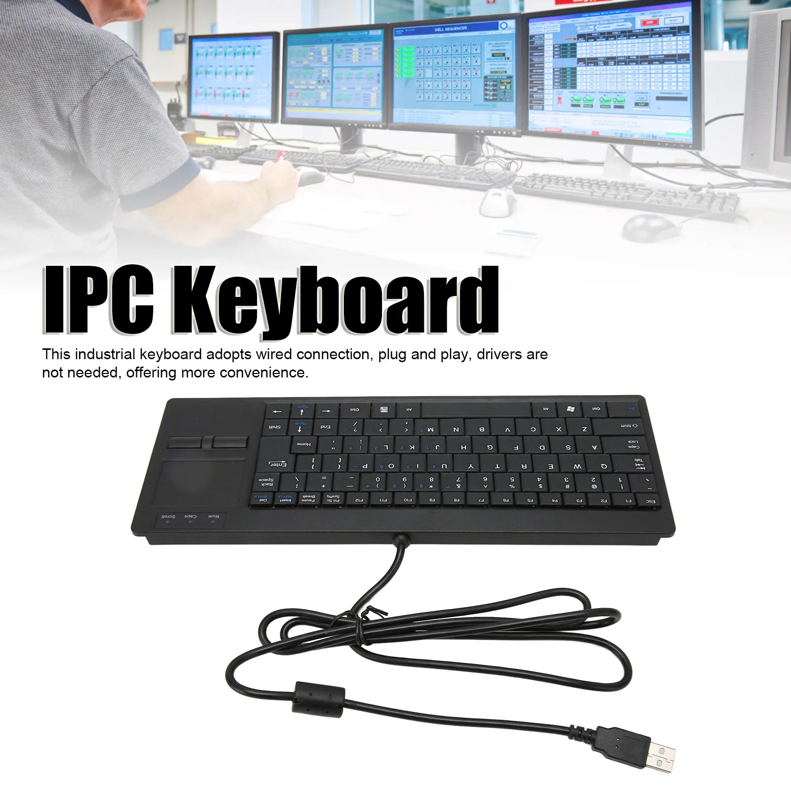 Industrial Keyboard Industrial Keyboard Touchpad Wired Connection X Scissor Foot Plug and Play IPC Keyboard for Industry Control