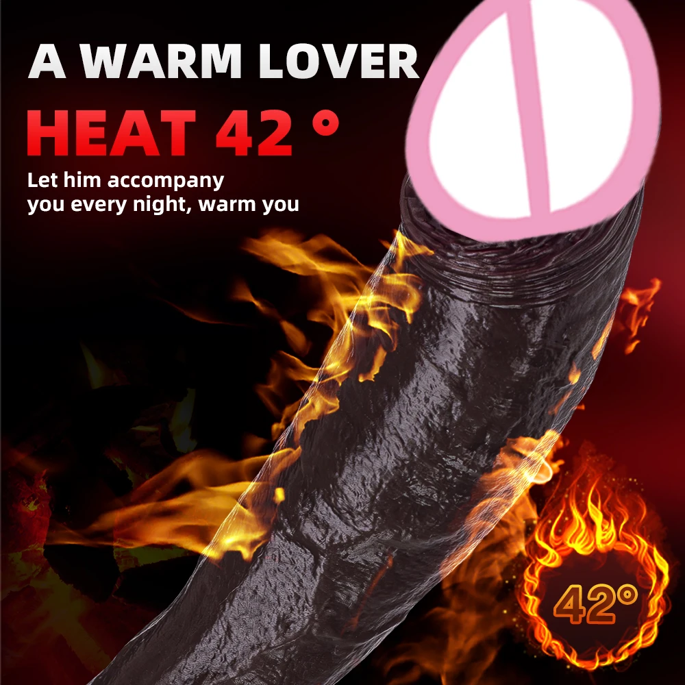 سوبر طويلة واقعية دسار الأسود هزاز القضيب تلسكوبي سوينغ التدفئة سيليكون دسار التحكم عن بعد دسار هزاز للنساء #3