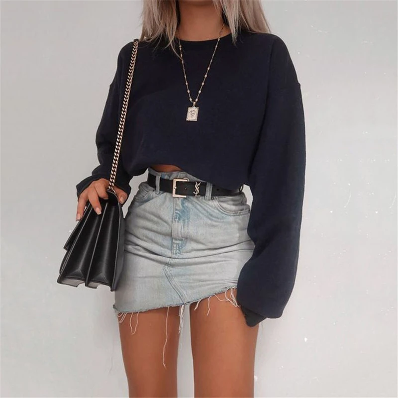 

Women Autumn Fashion Street harajuku Hoodies and Sweatshirt Elegant Crop top Ladies Pullover Loose truien dames Streetwear