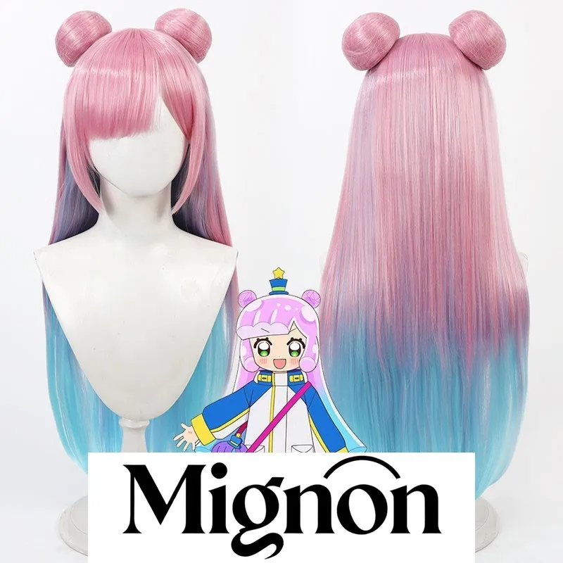 Mignon Puniru is Cute Slime Puniru Cosplay Wig Gradient Detachable Twin Hair Buns Simulated Scalp