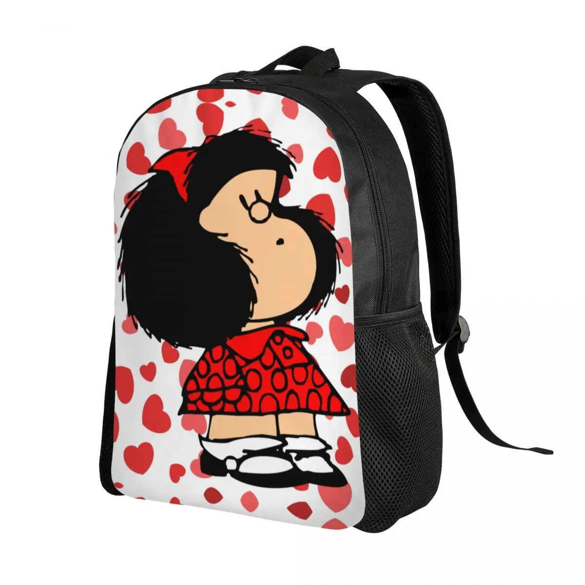 Niestandardowy plecak na laptopa Mafalda Power ze zmodernizowaną twarzą Casual Bookbag dla uczniów szkół średnich Quino Kawaii Cartoon Bags