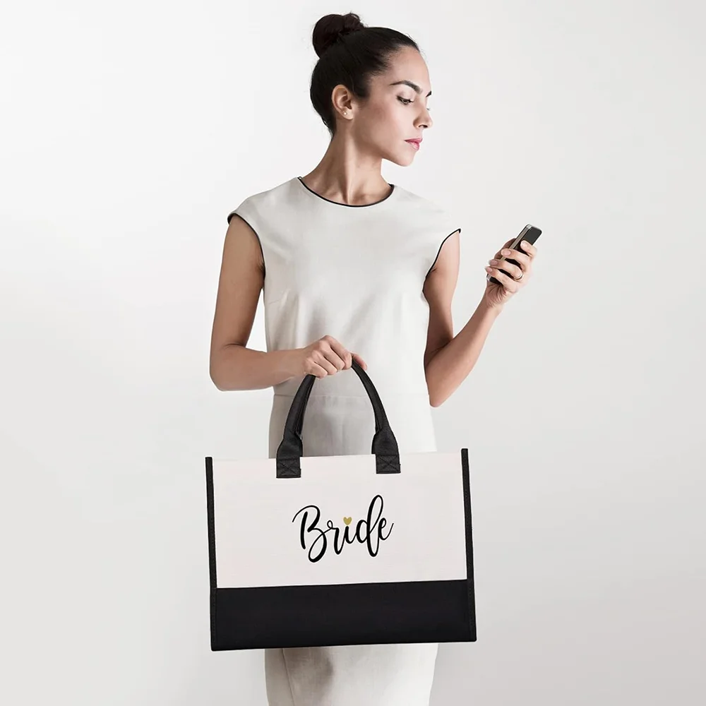 Bride Tote Bag & Makeup Bag Wedding Bride To Be Supplies Bridal Shower Gifts Bachelorette Party Engagement Honeymoon Accessories view 4