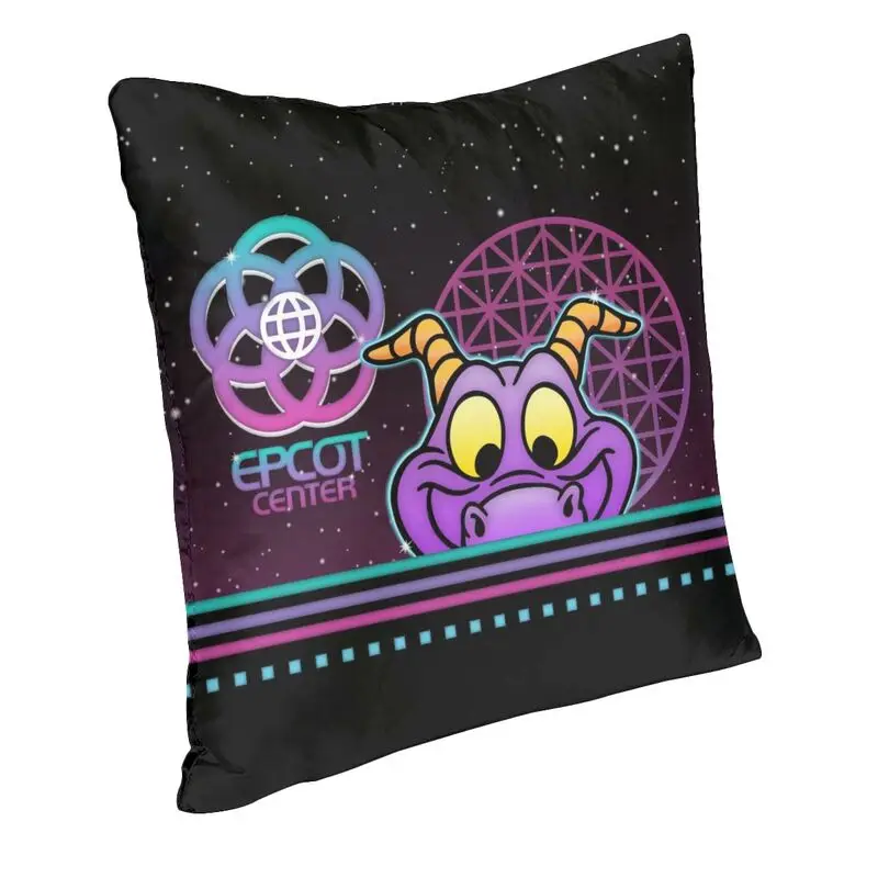 Epcot Center Glow Figment Cushion Covers Sofa Living Room Cartoon Dragon Square Throw Pillow Case 40x40cm