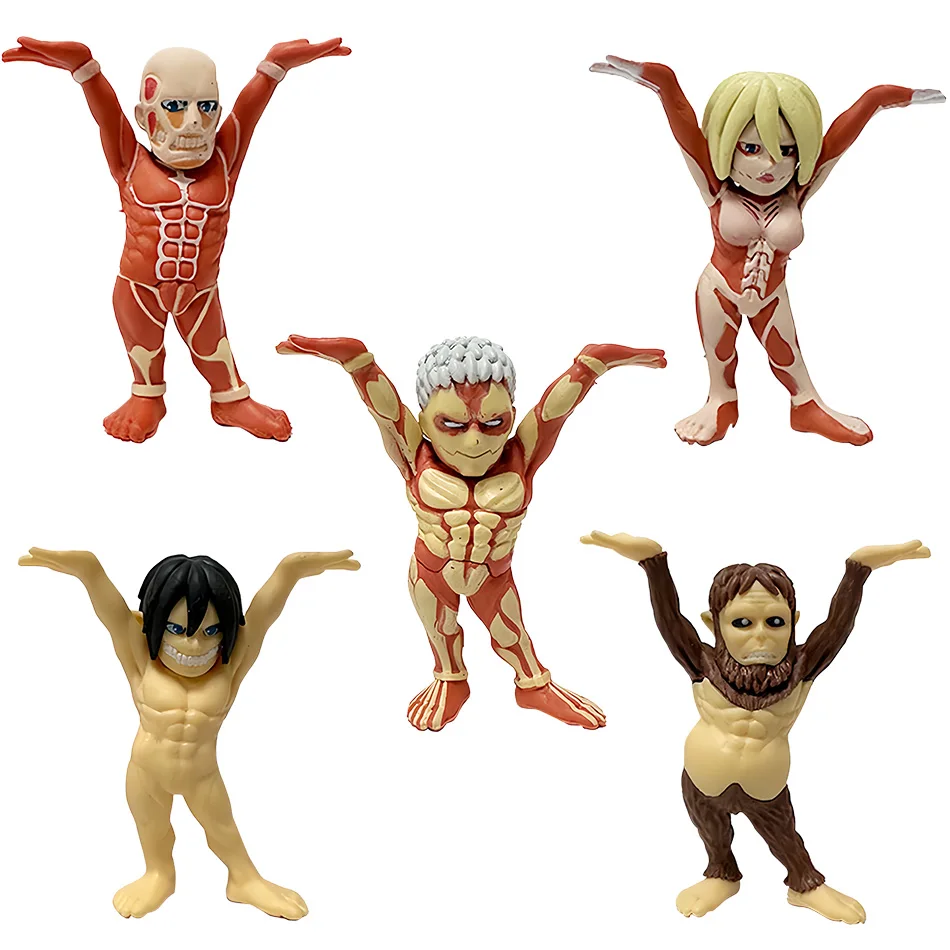 Figura de Anime Attack on Titan de 6cm, figura de acción de Eren Jaeger, 5 uds., modelo de colección, decoración de habitación, juguetes de regalo de Navidad para niños