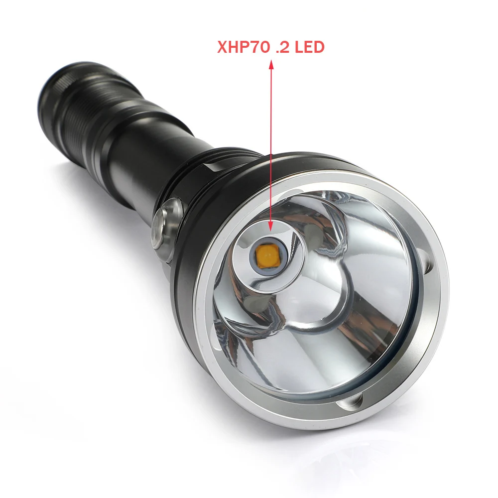 New Outdoor Powerful XHP70.2 LED Diving Flashlight 150M Submarine Tactics Torch Photography Hunting Catch Fish Lamp