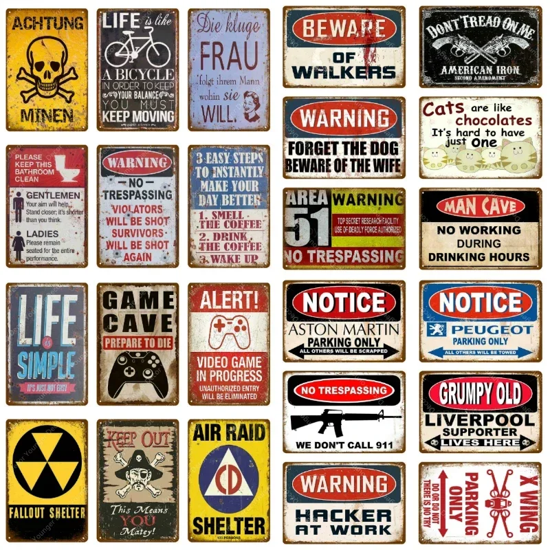 Vintage Beware Of Walkers Metal Sign  Warning Notice for Pub Bar Club Game Cave Wall Decor  Parking Poster Plaque YJ