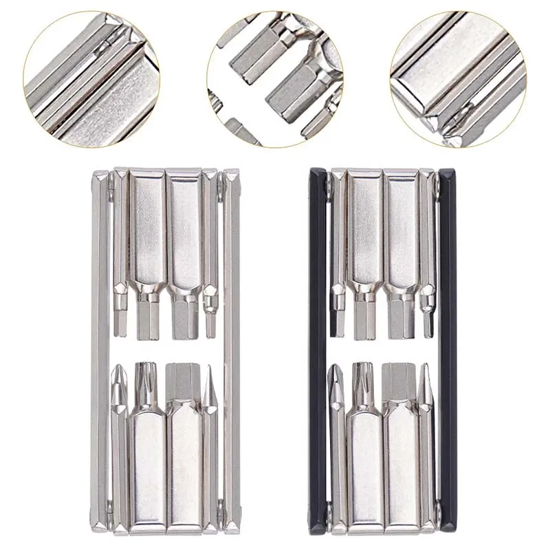 8 in 1 Bicycle Repair Tool Kit M2/M3/M4/M5/M6 Internal Hexagonal Wrenches Screwdrivers Folded Maintenance Tool Set for Riding