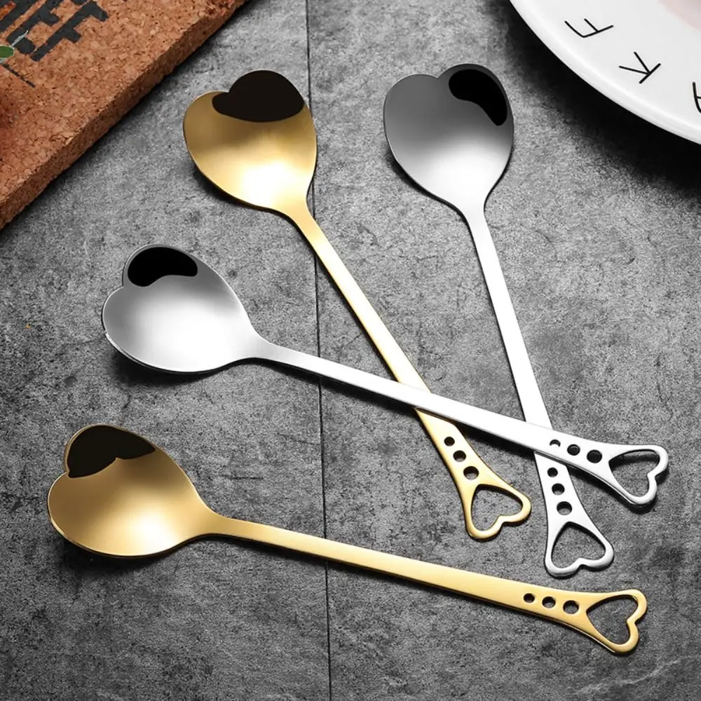 Stainless Steel Heart Shape Coffee Spoons Hollowed Out Heart-shaped Coffee Spoon Stirring Spoon Teaspoon Coffeeware