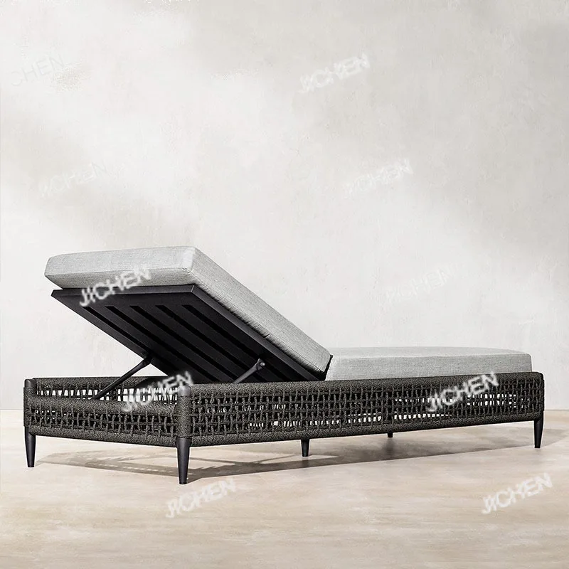 

Уличная кровать для двора, водонепроницаемый солнцезащитный крем на открытом воздухе, курортный отель, уличный шезлонг из ротанга для бассейна, скандинавский пляжный стул