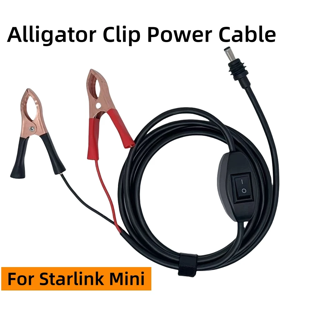 

2/3/5M Alligator Clip Extension Power Cord with Built-in Switch for Starlink Mini 12-48V DC Power Cable 16AWG Electric Extension
