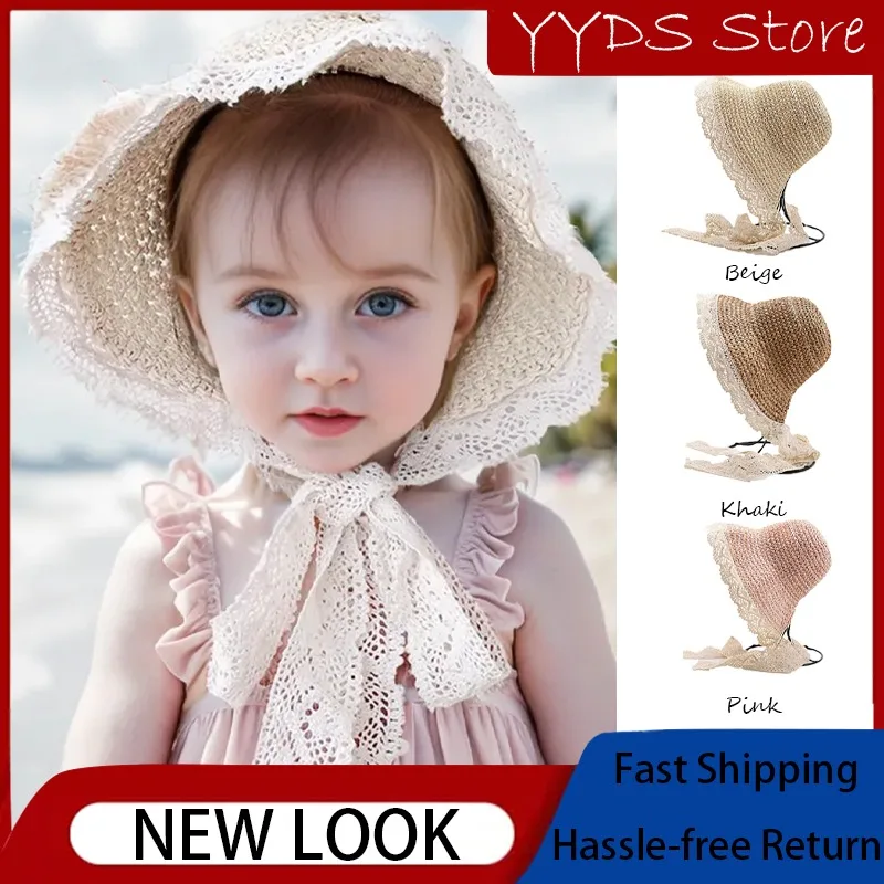 

Kids Foldable Straw Hat Summer Sun Protection Beach Vacation Baby Boy Girl