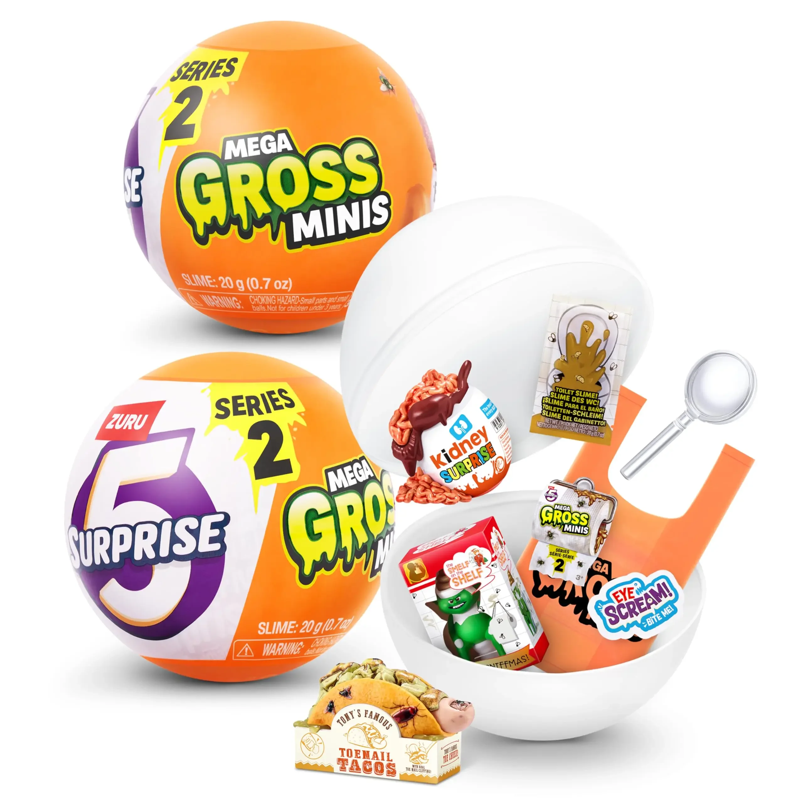 

ZURU 5 Surprise Mega Gross Minis Series 2 Capsule Surprise Capsule Real Miniature Brands Collectable Toy Spoiled Food Prank Toys