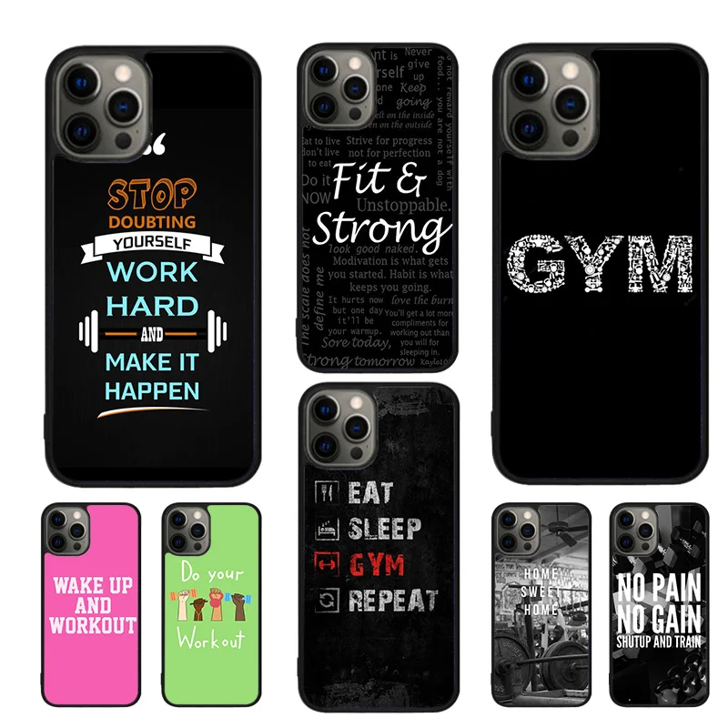 Motivational Gym Fitness Mobile Phone Cases Cover For iPhone 16 15 14 12 13 mini 11 Pro MAX apple 6 7 8 Plus SE2020 Coque