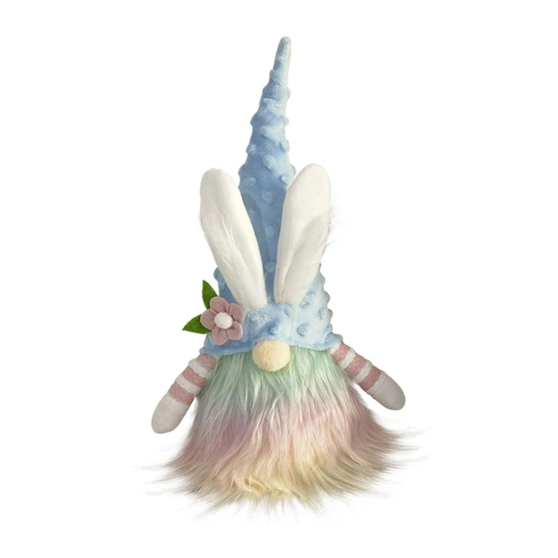 Easter Bunny Gnome Wearing Hat Spring Decorative  Kid Gift for School Office Dormitory Tabletop Decoration Accessory