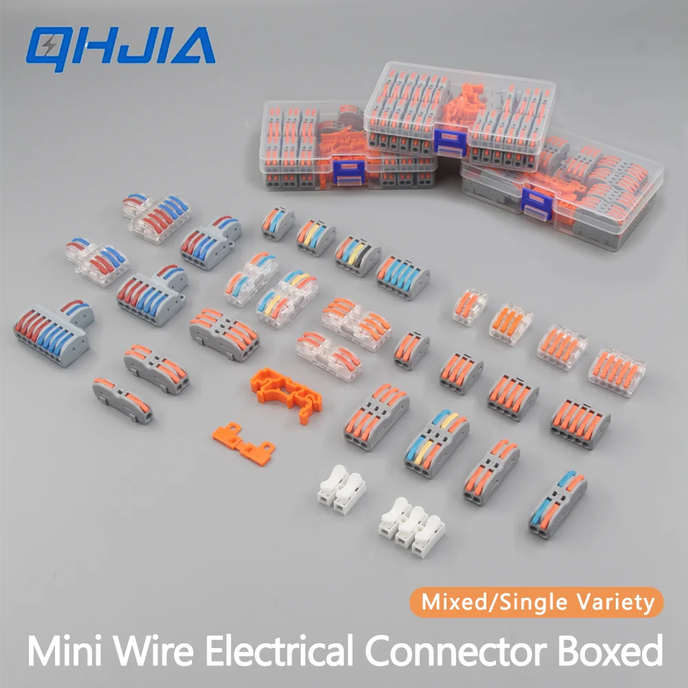 

1Box Fast Wiring Push-in Terminal Block - 250V 32A Combo Pack Electric Cable Led Strip Connectors Mini Cage Spring Universal