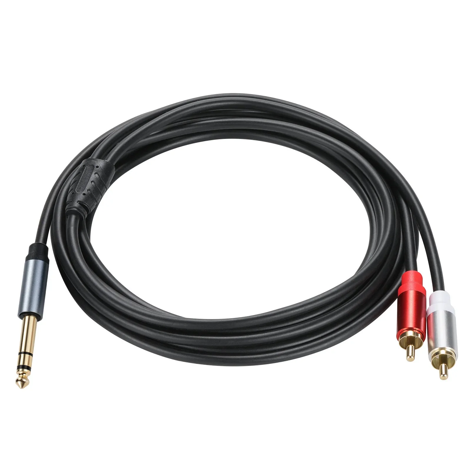 6.35mm Male Jack to 2 RCA Phono Male Jack Stereo Audio Y Splitter Cable 30cm/1.8m/3m