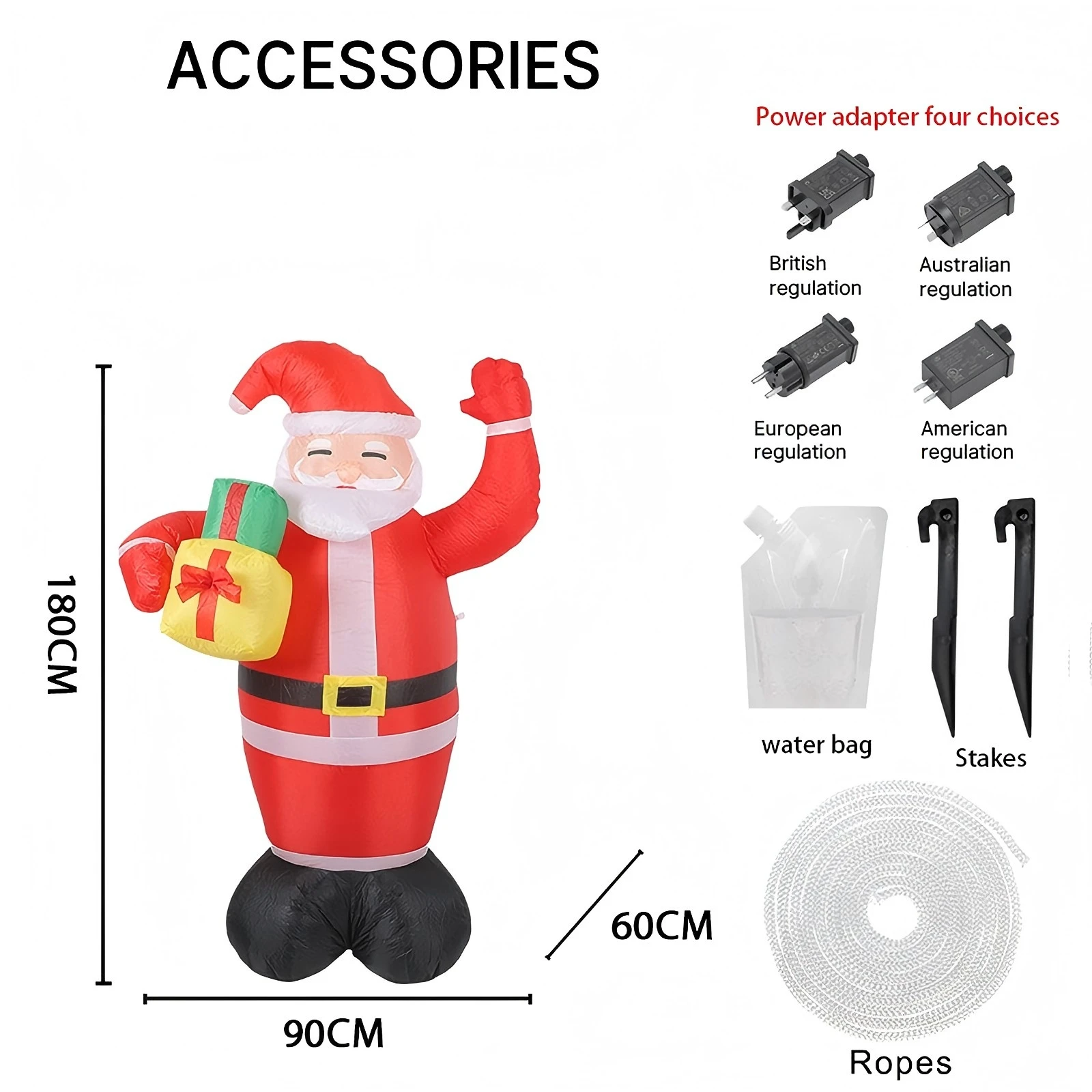 5.9FT Inflatable Toy Santa Claus Gift with LED Lit Festive Christmas Gifts Xmas Yard Lawn Party Decor Christmas Decorations