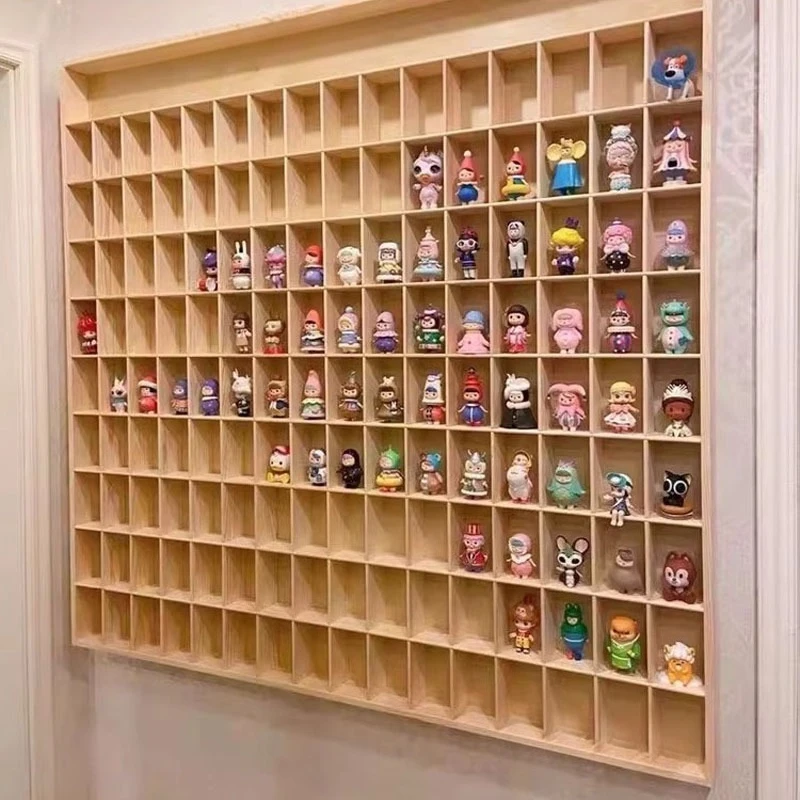 Blind box storage box solid wood wall hanging POP MART display box jasmine doll display cabinet figure doll wooden box