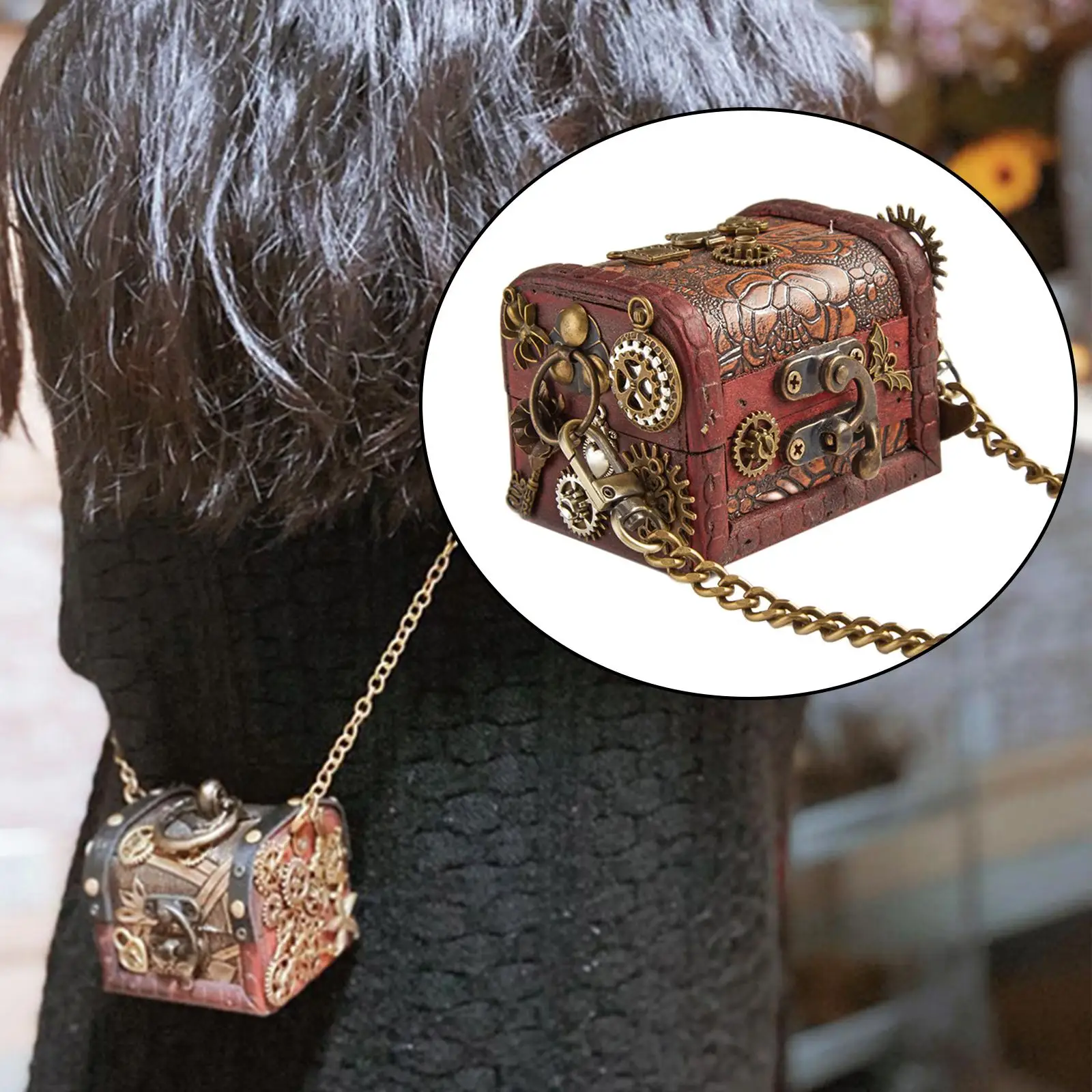 Vintage Style Coin Purse Crossbody Bag Cosplay Accessories Punk Gears Women