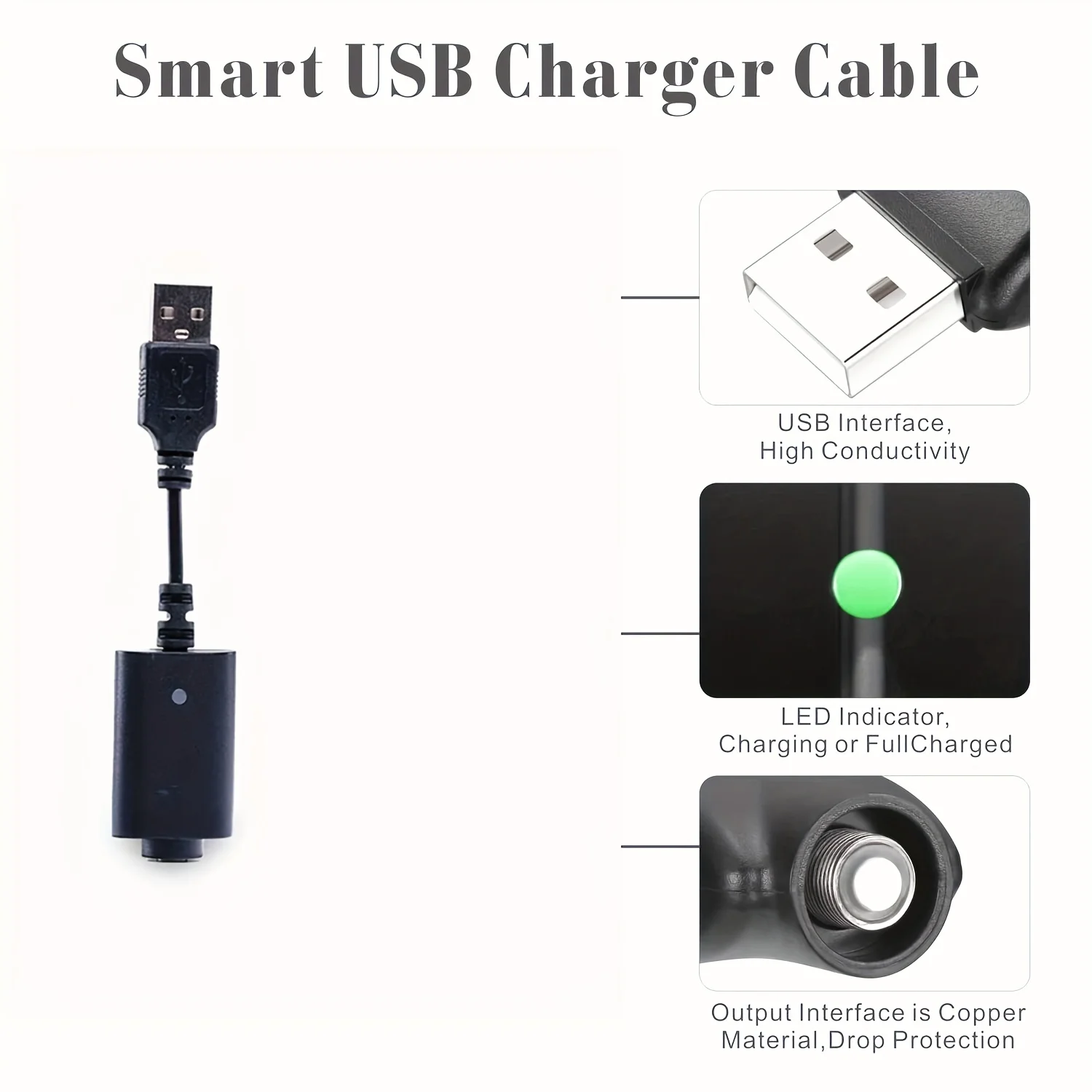 Imagem -02 - Plus v2 Cabo Inteligente Carregador de Rosca Usb Proteção Inteligente contra Sobrecarga Adaptador Usb com Indicador Led Pcs pf