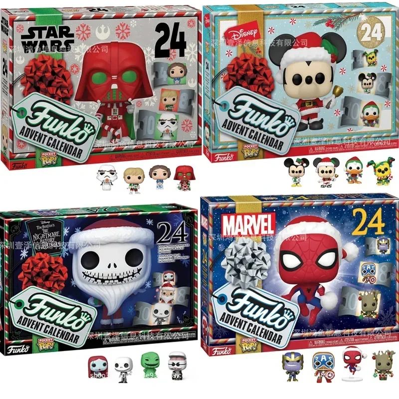 24pcs Marvel Spider-Man Advent Calendar 24-Day Countdown Disney Cartoon Model Toy Series Children’s Birthday Christmas Gift Set