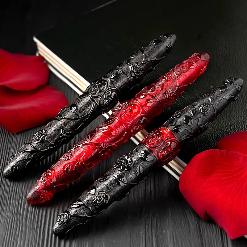 Russian BENU  Skull&Rose Acrylic Resin Fountain Pen Gift For Women Signature Pen