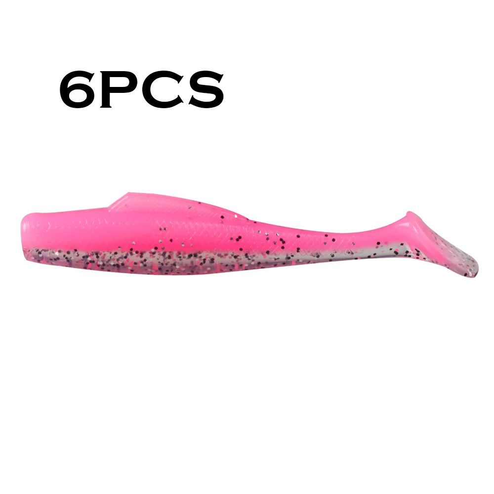 JOHNCOO 6pcsTPR Weiche Köder 80mm 4,8g Weiche Paddle Schwanz Swimbait Angeln Lockt Künstliche Silikon Köder Wobbler weiche Köder