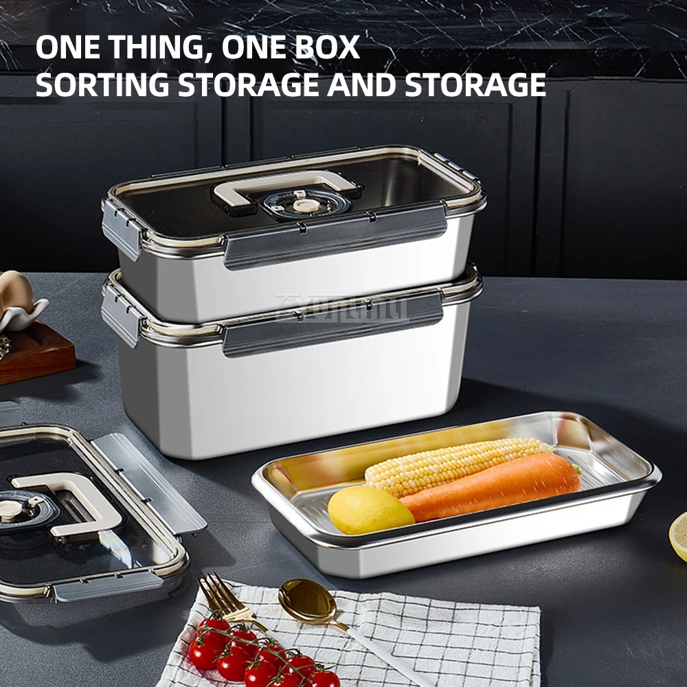 304 สแตนเลสสตีลกล่องเก็บรักษาแบบพกพา Dumpling Preservation กล่องสําหรับ Camping Storage ขนาดใหญ่ความจุ