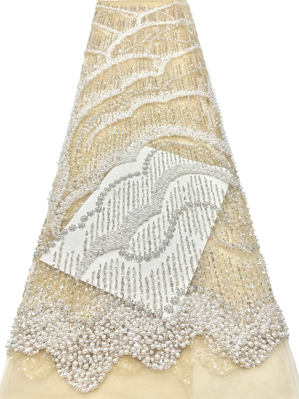 

Luxury African Sequins Lace Fabrics High Quality Embroidery Beads French Nigerian Tulle Lace Fabric For Wedding Party Sewing