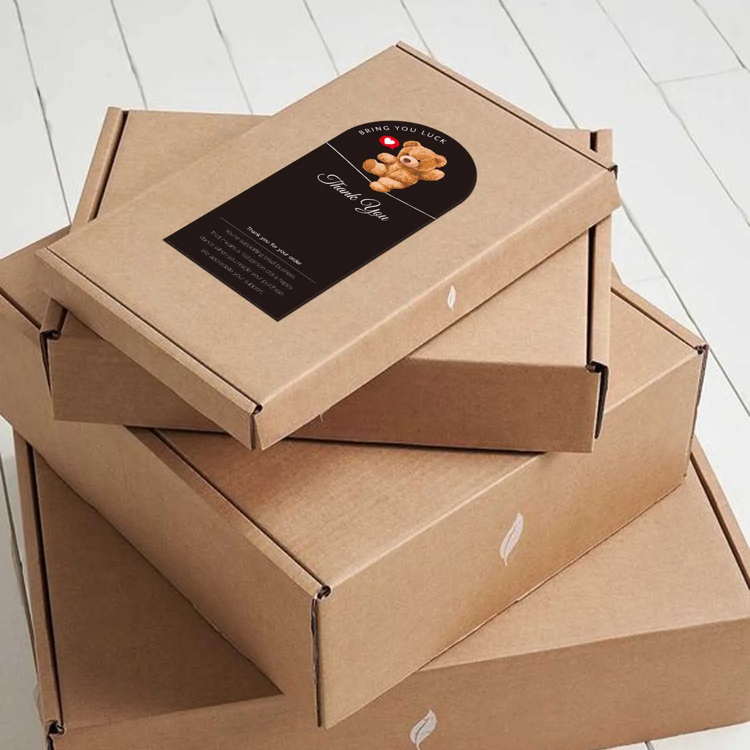 20-50pcs Cute Bear Thank You Stickers Small Business Decorative Label for Boutique Gift Packaging Box Retail Bag Wedding Party