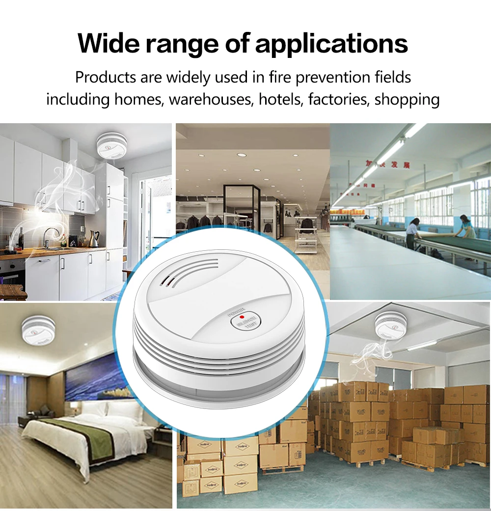 Independent Smoke Detector Sensor Fire Alarm Home Security System Firefighters Work With Tuya WiFi Smoke Alarm Fire Protection