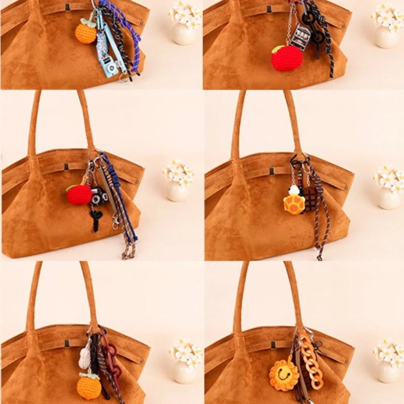 

Creative Hand-knitted Strawberry Bag Pendant Fashion Vegetable Fruit Modeling Series Woven Car Keychain Pendant Small Gift