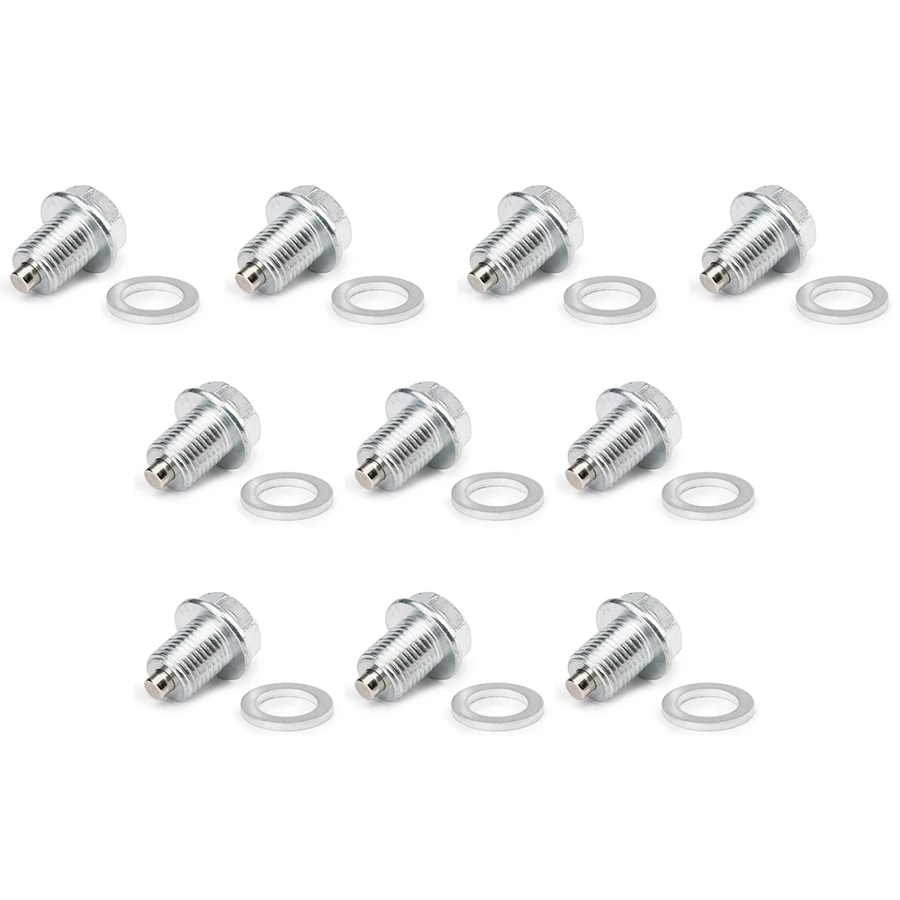 

10pcs Stainless Steel M14*1.5mm Engine Magnetic M14*1.5 Oil Drain Plug Screw Bolt Sump Nut For Honda For Mazda For Mitsubishi