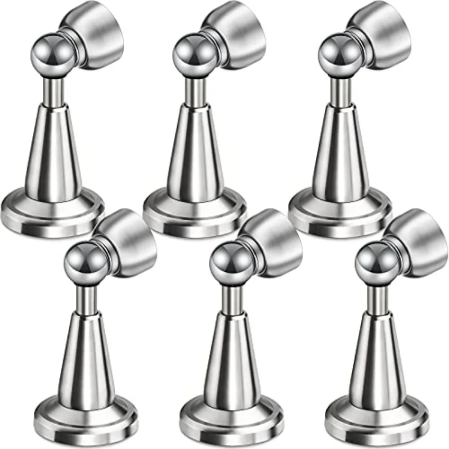 

6 Pack Magnetic Door Stopper Soft-Catch Stainless Steel Magnetic Door Catch Heavy Duty Wall Mounted and Floor Mounted Doorstops