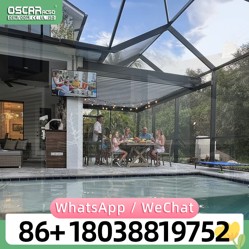 Waterproof Aluminum Pergola Weatherproof Adjustable Louvered Roof Stylish Modular Patio Garden Deck Backyard Europe North Americ