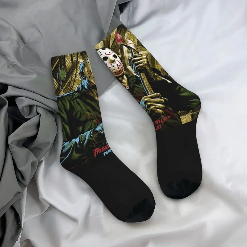 Calcetines con estampado 3D de personajes de películas de terror para hombre y mujer, medias cálidas para deportes de Fútbol y Halloween