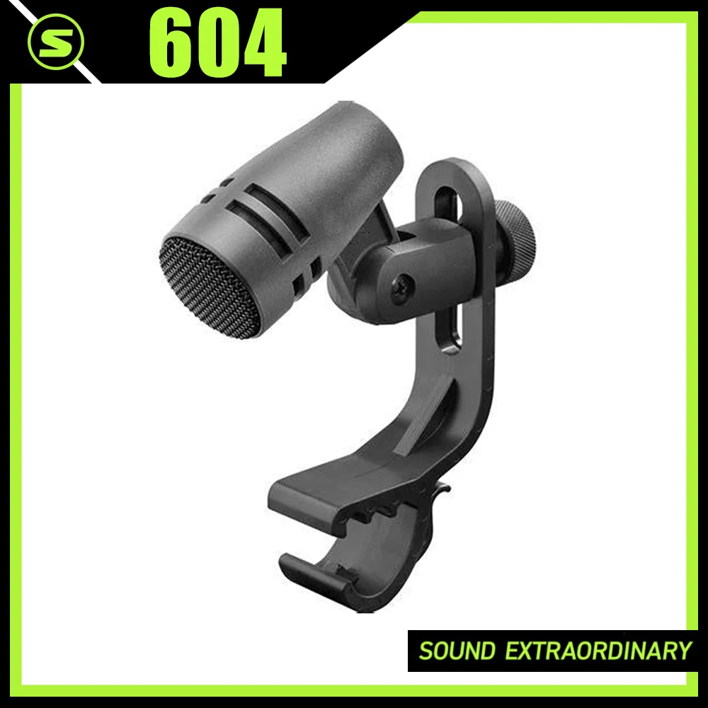 Microfone Profissional para Bateria 604 com Suporte de Braço Articulado para Caixa e Timbalão Série Evolution, Microfone Cardioide com Fio para Gravação de Instrumentos