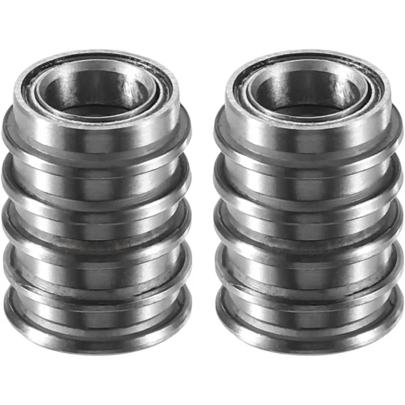MF85ZZ 5x8x2.5mm Double Metal Shield Flanged Single Row Deep Groove Ball Bearings Silver Tone - Pack of 10