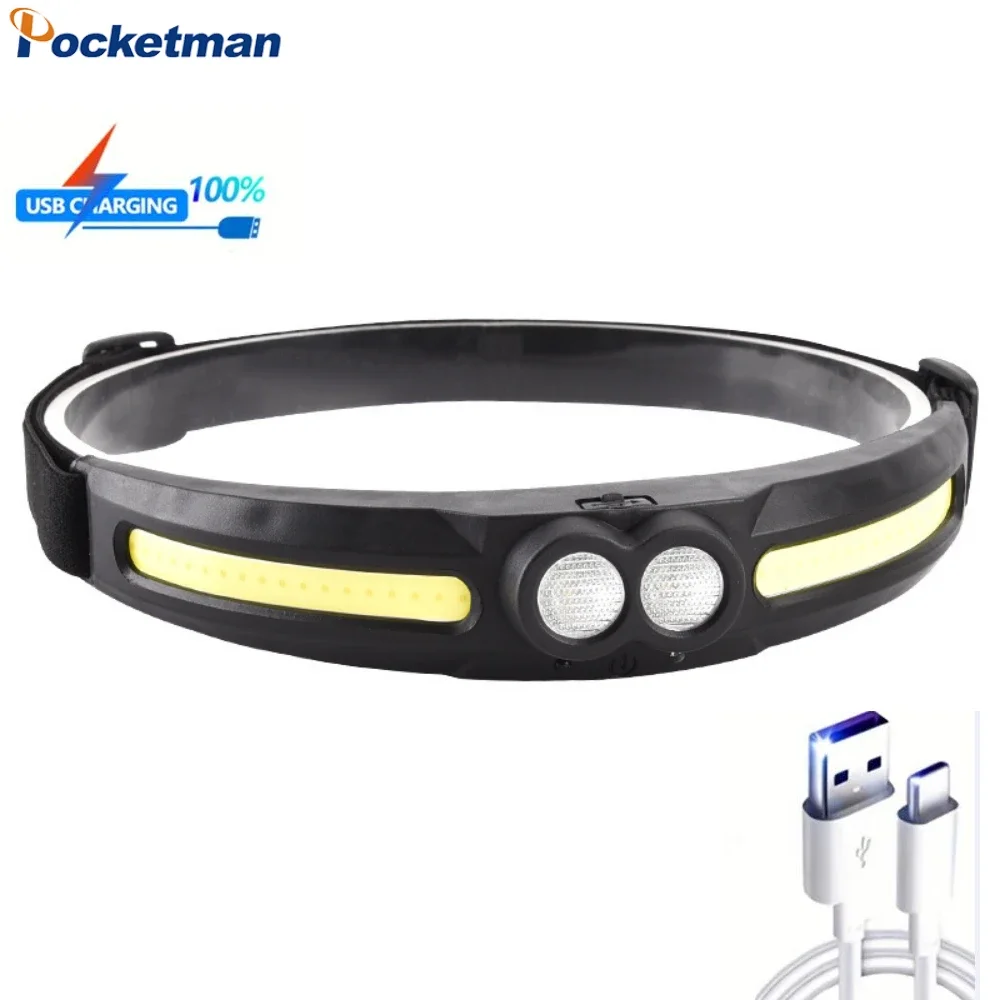 

Smart Motion Sensor LED Headlamp USB Rechargeable Headlight Super Bright Induction Head Lamp Hands-Free Head Flashlight