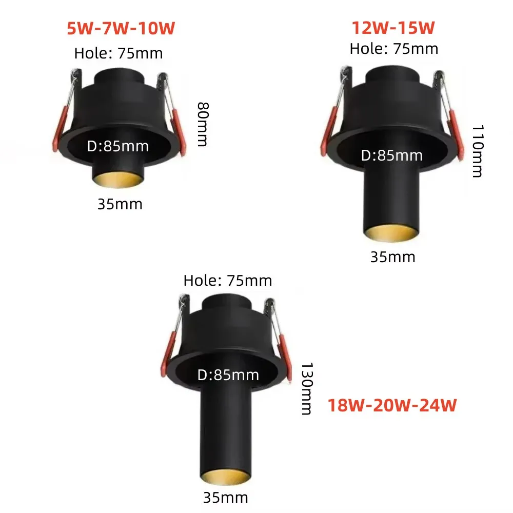 Recessed LED Long downlight spotlight 10W12W 15W Dimmable Anti-glare 360° Rotation COB chip AC110V220V Ceiling Lamp Home busine