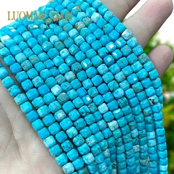 5x5MM Faceted Cube Natural Stone Blue Turquoise Loose Square Spacer Beads for Jewelry Making Diy Bracelet Charms Accessories