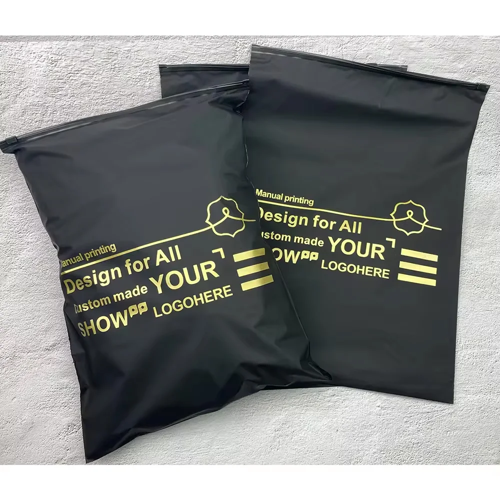 

Custom With Logo Clothes Packaging T Shirt Zip Lock Plastic Zippered Biodegradable Frosted Zipper Bag For Clothing