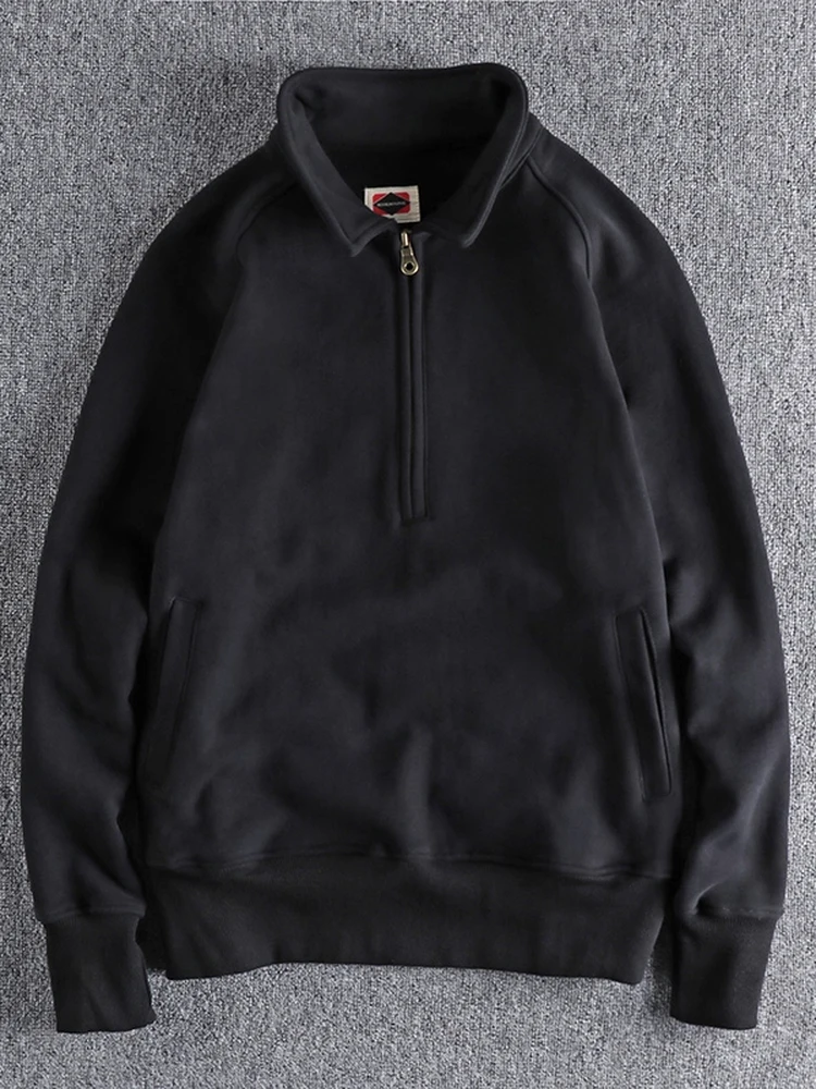 

Warm Fce Lined Casual Hoodie for Men f Zipper Collared Long Sve Versatile Autumn Winter Streetwear Comfortable Loose...